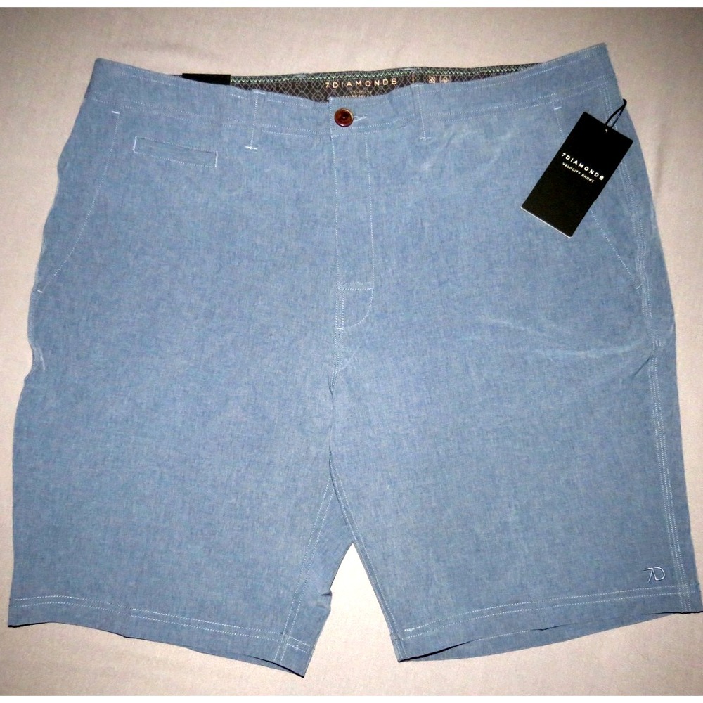 NEW! 7 Diamonds Blue 10" Stretch‎ Velocity Performance Shorts Men's 40 NWT!
